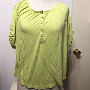 Chico’s Lime Green 3/4 sleeve Cotton Shirt sz 2